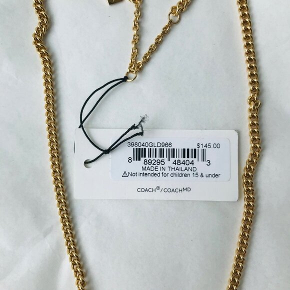 COACH Signature Gold-Tone/ Multicolor Embellished Logo Necklace w Jewelry bag - Picture 10 of 10